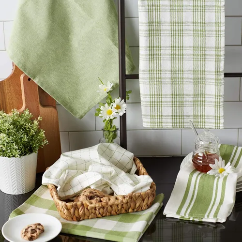 Miniatura 5 de DII Everyday Basic Kitchen Collection - Juego de toallas de cocina de algodón tejido grande, 18 x 28 pulgadas, verde antiguo, 5