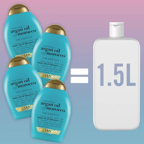 Miniatura 2 de OGX Champú Hidratante Renovador con Aceite de Argán Prensado en Frío de Marruecos, para Ayudar a Hidratar, Suavizar y Fortalecer el Cabello
