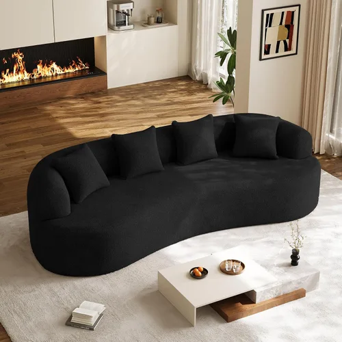 Miniatura 15 de Sofá modular de gran tamaño de 131 pulgadas para sala de estar, moderno sofá de lujo de felpilla de 4 plazas extra profundo y ancho, con 4 cojines