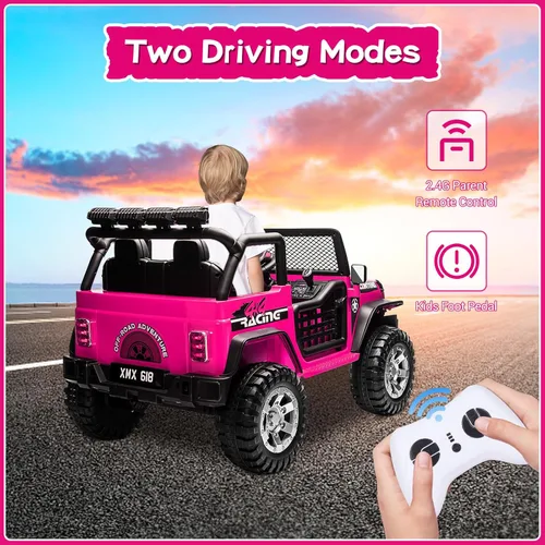 Miniatura 4 de SEHOMY - Camioneta de paseo para niños de 2 plazas con control remoto, vehículo eléctrico accionado a batería de 12 V para niñas de 3 años - Camión