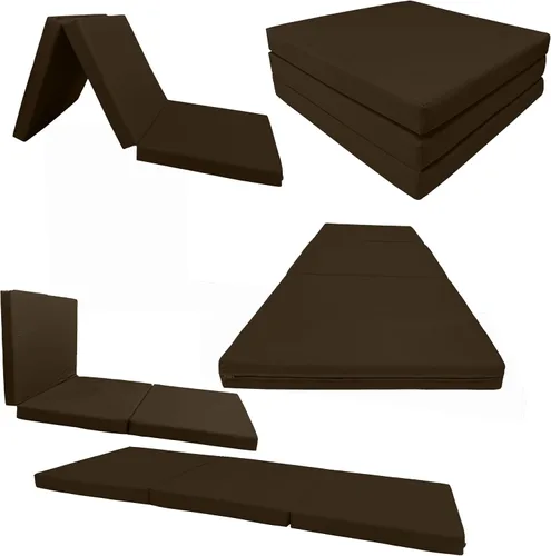 Miniatura 6 de D&D Futon Furniture Camas de espuma triple marrón de 3 x 27 x 75 pulgadas, cama triple plegable, espuma de alta densidad, 1.8 libras