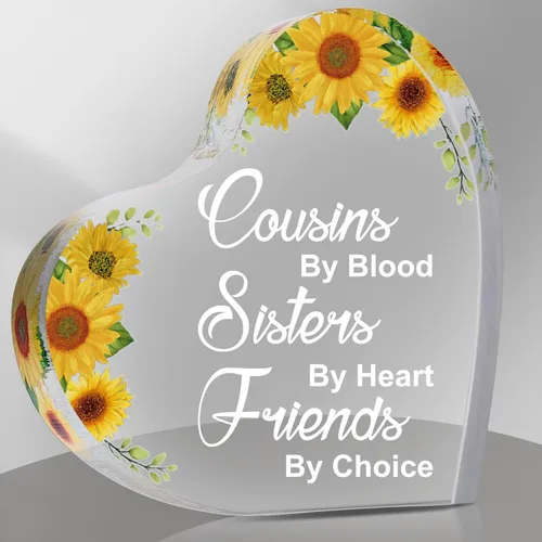 Miniatura 8 de Tuanse Regalos para primas para mujeres, regalos de cumpleaños, recuerdo de corazón acrílico, primos, por Blood Sisters por Heart Friends, por