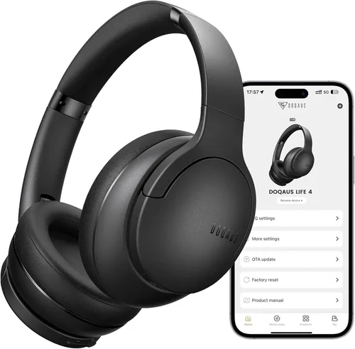 Miniatura 9 de DOQAUS Auriculares Bluetooth sobre la oreja con 90 horas de reproducción, 3 modos de ecualización profesional, graves profundos de alta fidelidad