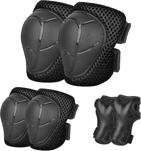 Almohadillas de patineta para niños, coderas y muñequeras, equipo de protección, correas dobles fuertes y clips ajustables de fácil fijación para