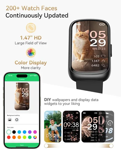 Miniatura 7 de Rastreador de salud y fitness, relojes de fitness para hombresmujeres con frecuencia cardíaca, oxígeno en sangre, monitor de sueño, reloj