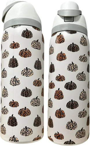 Miniatura 18 de Botella de agua de acero inoxidable de 40 oz taza Longhorn Bottle Bull Tumbler Cow Gift Western Water Bottle Cup (24oz Cream(90)-Longhorn (D35))