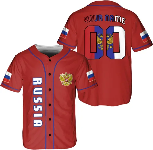 Podagree - Camiseta de béisbol personalizada de Rusia, con la bandera rusa orgullosa, camiseta de escudo de armas ruso, regalo para hombres y mujeres
