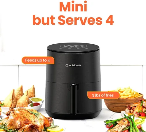 Miniatura 2 de Nutricook Freidora de aire - 8 funciones preestablecidas, panel de control de vidrio templado, freidora compacta de 3.5 cuartos de galón