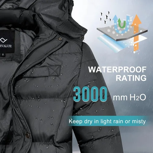 Miniatura 6 de FARVALUE Abrigos de invierno para hombre, chaqueta acolchada gruesa para invierno, parka acolchada con capucha