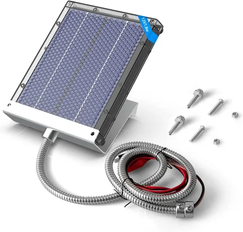 Panel solar para alimentador de ciervos 12V impermeable al aire libre pequeño cargador de batería solar con un soporte ajustable clip cocodrilo 12