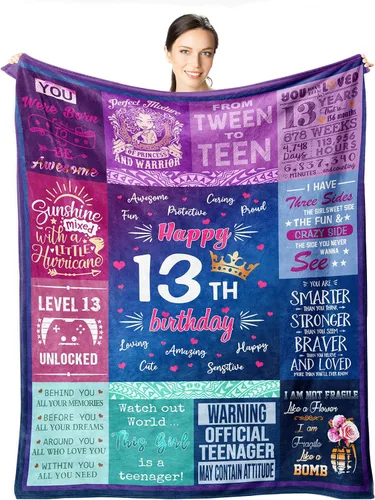 Regalos de cumpleaños número 13 para niñas - Mejores regalos para niñas de 13 años Manta de 50"x40" - Regalos para niña de 13 años - Niña
