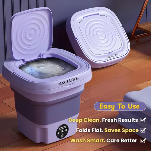 Miniatura 4 de Mini lavadora de 16 L púrpura portátil para apartamentos, dormitorios, casas rodantes - Lavadora compacta de lavandería con motor potente y bajo
