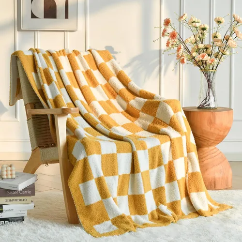 Miniatura 18 de Manta a Cuadros, Mantas Suaves y Acogedoras para Sofá Cama, Manta de Picnic de Viaje a Cuadros Esponjosa Ligera y Cómoda, Regalos para Sofá Silla