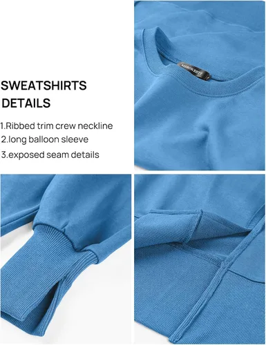 Miniatura 5 de MEROKEETY Sudadera holgada casual de manga larga tipo farol para mujer, cuello redondo, abertura lateral, 2023