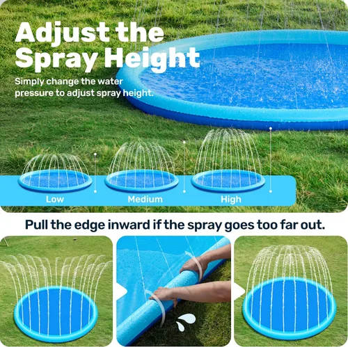 Miniatura 3 de SLOOSH Tapete antideslizante de 60 pulgadas para salpicaduras, juguetes de agua para exteriores, tapete de juego para niños y perros, regadera Azul