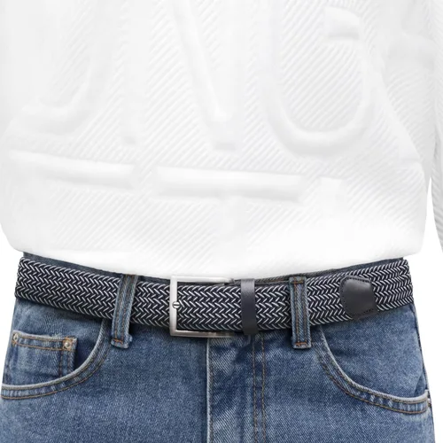 Miniatura 2 de Cinturón elástico para hombre, tejido elástico trenzado, cinturón de tela casual para golf, caza, pantalones de mezclilla