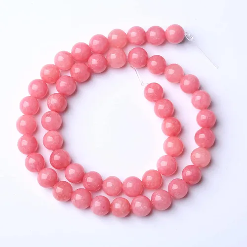 Miniatura 5 de 60 piezas de cuentas de jade rosa natural de 6 mm, cuentas redondas de rodocrosita calcedonia para hacer joyas, pulseras de bricolaje, piedra