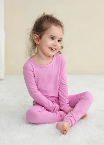 Miniatura 4 de GUISBY Conjunto de pijama de rayón de bambú para niños y niñas, ajuste cómodo, para uso diario, conjunto de pijama de 2 piezas