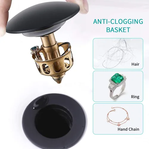 Miniatura 3 de MIAOHUI Drenaje desplegable para fregadero con desbordamiento, tapón de drenaje para lavabo de baño, colador antiobstrucción integrado que se adapta