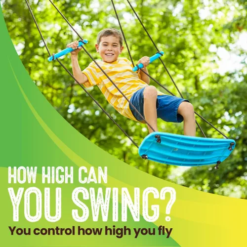 Miniatura 6 de Swurfer Kick Stand Up Surfing Tree Swing Outdoor Swings for Kids Up to 200 Lbs - Hang from Up to 10 Feet High - Includes 24" SwingBoard, UV Azul