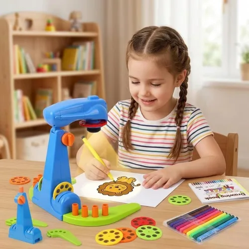 Miniatura 5 de Proyección de Dibujo para Niños, Proyector Inteligente de Bocetos de Arte, con 32 Patrones de Dibujos Animados Deslizables y 12 Pinceles