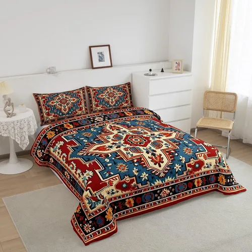 Miniatura 2 de Erosebridal Oriental Bedding - Juego de edredón vintage para cama individual, diseño floral persa, bohemio, tribal, tradicional, estético