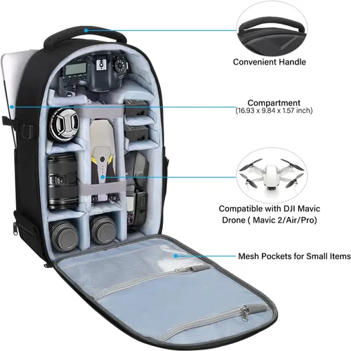 Miniatura 2 de MOSISO Mochila para cámara DSLR/SLR/SLR/sin espejo, impermeable, artística, geométrica, rígida, con soporte para trípode y compartimento para laptop