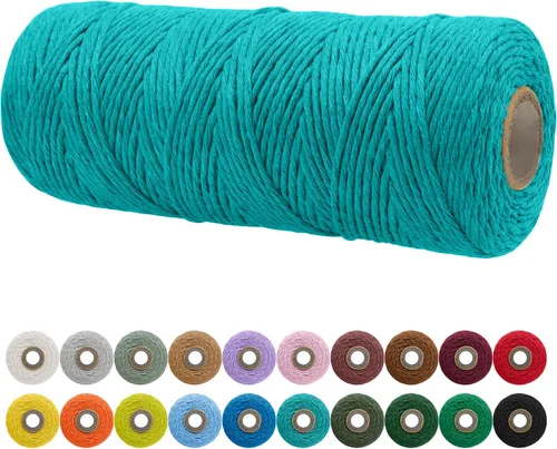 Miniatura 128 de JeogYong Cordón de macramé de un solo hilo 2mm x 164 yardas (492 pies) Cuerda de algodón suave, hilo de macramé 2 mm, suministros de macramé