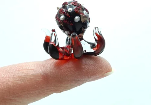 Miniatura 11 de Pulpo diminutas micro figuras sopladas a mano de vidrio de color arte animales coleccionables regalo decoración del hogar (negro)