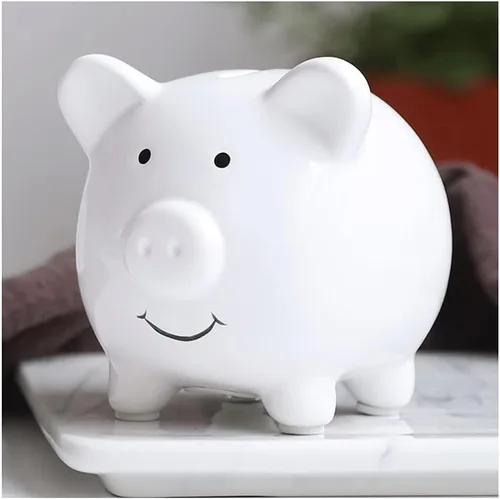 Miniatura 9 de Alcancía, alcancía decorativa de cerámica para adultos y niños para apreciar un bonito banco de dinero para niños y niñas (azul, blanco, rosa)