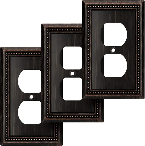 Miniatura 61 de Henne Bery Sunken Pearls - Placa de pared decorativa resistente para interruptor, cubierta para tomacorrientes (doble dúplex, níquel satinado)