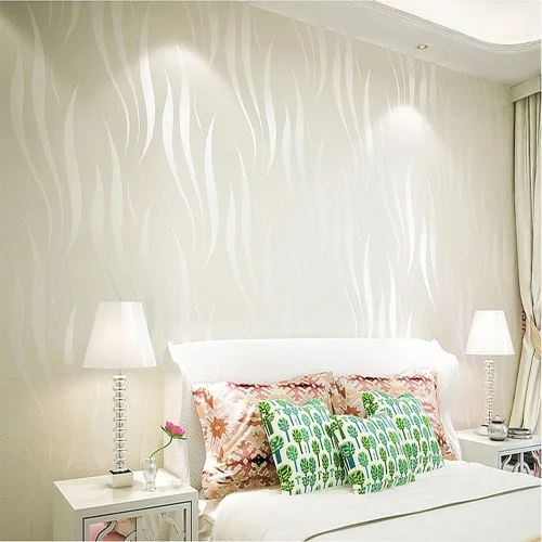 Miniatura 12 de QIHANG 3D estereoscópico simple rayado hoja de hierba gruesa flocado papel pintado color gris plata 1.7 ft* 32.8 ft = 5.3 SQM Plateado/ gris