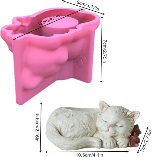Miniatura 2 de Moldes de maceta de hormigón para gatos, maceta suculenta, jarrón de silicona, moldes de silicona para candelabros, molde de resina epoxi de cemento