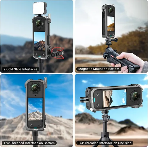 Miniatura 2 de CYNOVA Insta 360 X4 - Marco utilitario con cubierta de lente de silicona para accesorios Insta360 X4, compatible con protector de lente
