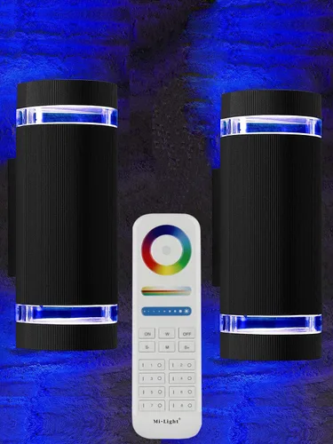 rosykite Iluminación LED que cambia de color RGB doble hacia arriba y hacia abajo, luz de pared al aire libre, 12 W, 1200 lm, temperatura blanca
