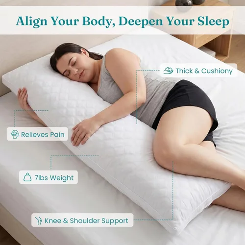Miniatura 3 de Oubonun - Almohada de cuerpo completo para dormir - Almohada corporal ajustable firme y esponjosa para adultos - Almohada larga y grande