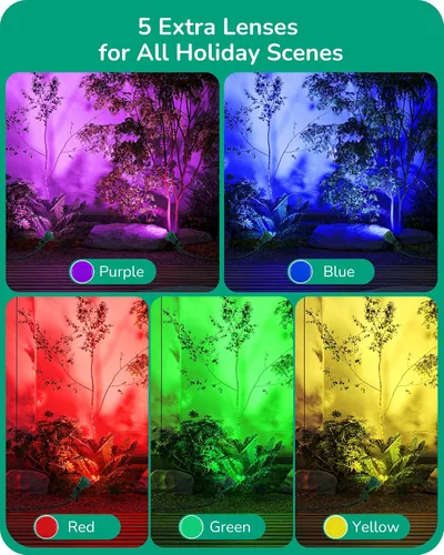 Miniatura 3 de EDISHINE Foco de 120 V para exteriores, 5 lentes de color extra, 5.5 W 500 lúmenes, foco LED impermeable para exteriores, iluminación de paisaje