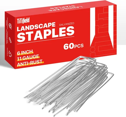 Miniatura 6 de Grapas de Paisaje de 6 Pulgadas Paquete de 60 Calibre 11, Grapas de Jardín Galvanizadas Clavijas de Paisaje Anti-Óxido Estacas de Tela de Paisaje
