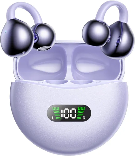 Miniatura 8 de Auriculares inalámbricos abiertos con clip de oreja con pantalla digital LED, estuche de carga, control táctil, Bluetooth 5.4, conducción de aire