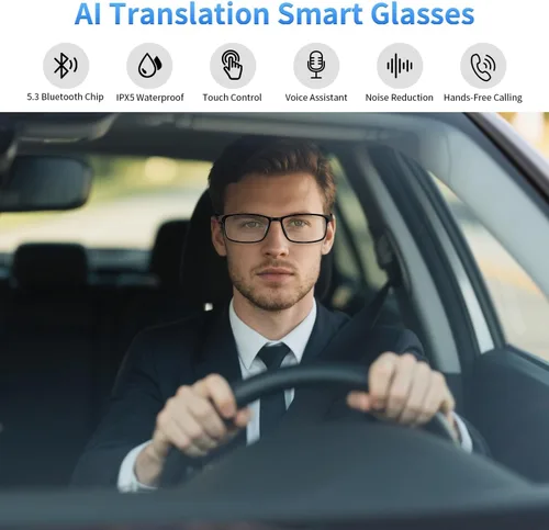 Miniatura 2 de Gafas de IA para hombres y mujeres impulsadas por ChatGPT, lentes inteligentes Bluetooth con traducción AI (más de 165 idiomas), cancelación