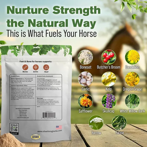 Miniatura 3 de Silver Lining Herbs Suplemento para pies y huesos para caballos en polvo, tendones naturales, ligamentos y tejidos circundantes y suplemento
