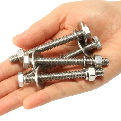 Miniatura 13 de Tornillos de cabeza hexagonal de 1/4-20 x 1/2 pulgadas con tuercas hexagonales y arandelas gruesas planas y de bloqueo, totalmente roscados, acero
