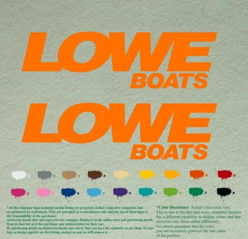 Miniatura 11 de Par de calcomanías de vinilo de repuesto compatibles con Lowe Boats, motor fuera de borda, juego de 2 (12 pulgadas, negro 070)