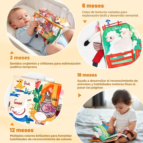 Miniatura 7 de JoyCat Farm Libros de Juguetes para Bebés de 0 a 6 Meses, Libro de Tela para Sentarse y Tocar y Sentir para Bebés de 0 a 3 a 6 a 12 a 18 Meses
