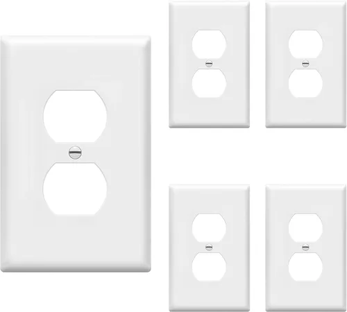 Miniatura 59 de ENERLITES Placa de pared de salida de receptáculo dúplex de tamaño mediano, placas de cubiertas de toma de corriente, tamaño medio de 1 banda, 4.88