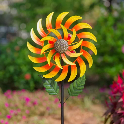 Miniatura 17 de Viveta Molinillo de viento para exteriores, escultura de viento decorativa con estaca resistente, molinetes rosas para patio y jardín