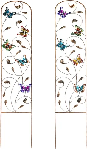 Miniatura 7 de SUNNYPARK Juego de 2 enrejados de metal de libélula para plantas trepadoras, verduras decorativas, flores, enrejado de vid para patio al aire libre