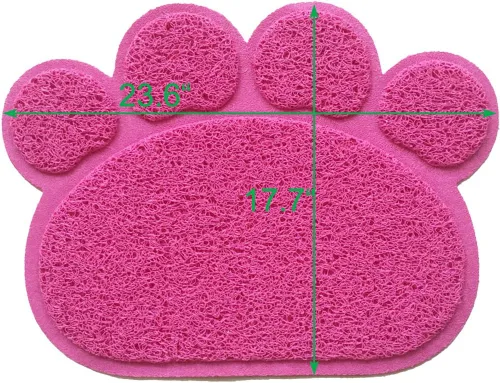 Miniatura 4 de Mantel individual de PVC para mascotas, perros, gatos, cachorros, gatitos, comida y agua, tapete antideslizante con forma de pata, color rosa