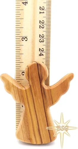 Miniatura 3 de Dacaret Factory Ángel de la guarda de madera de olivo, cabe en la mano y el bolsillo Reduce el estrés y la ansiedad Ángel de palma Figuras