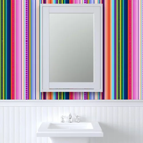 Miniatura 9 de Spoonflower Papel tapiz para despegar y pegar, diseño de rayas de serape, estilo mexicano, colorido y brillante, papel pintado extraíble